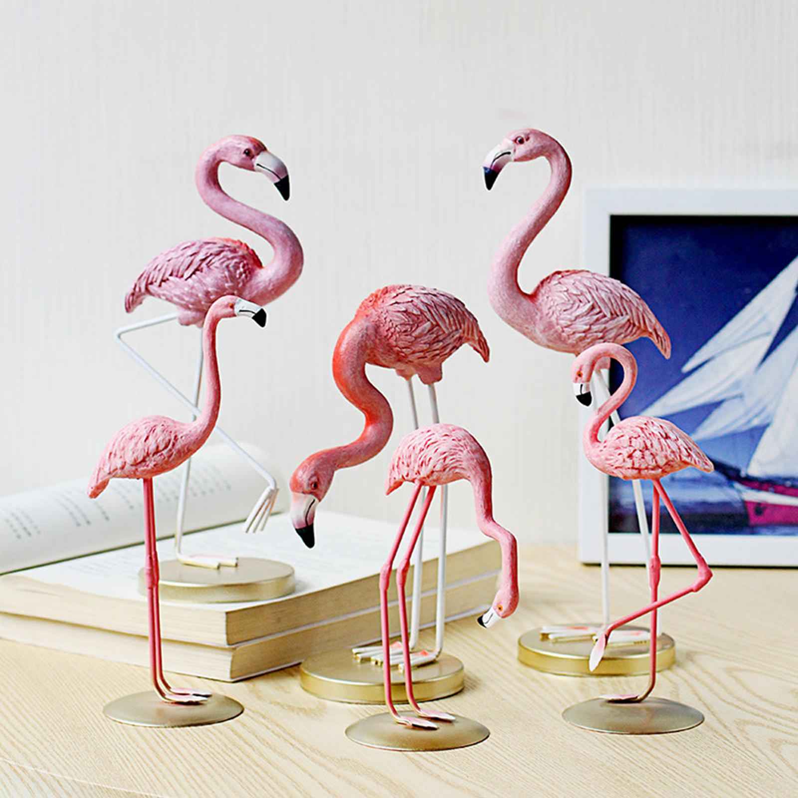 Flamingo Statue Figure Ornament Resin Figurines for Living Room Cafe Wedding Lift Foot