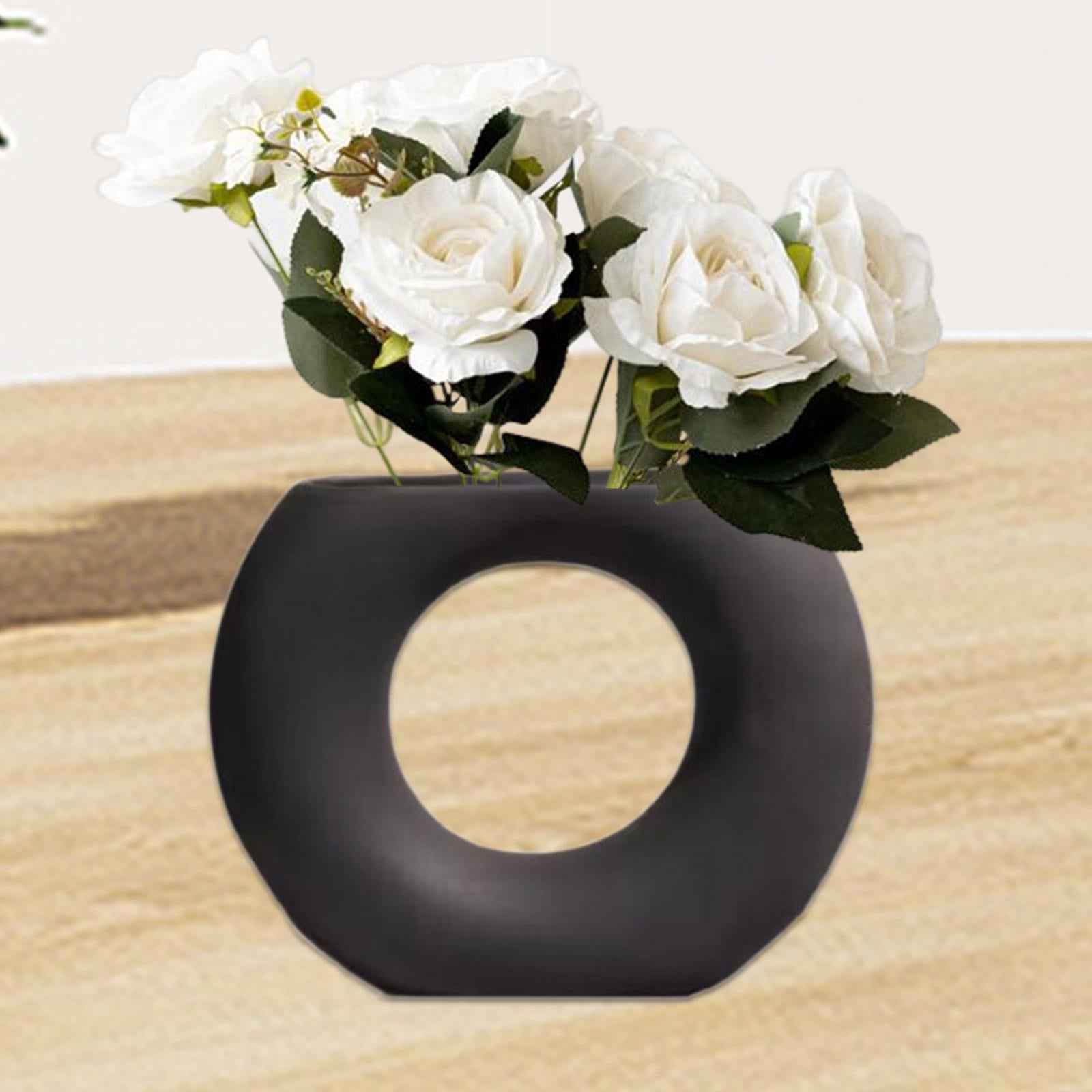 Ceramic Vase Simple Porcelain Vase for Gift Shopping Mall Flower Arrangement black