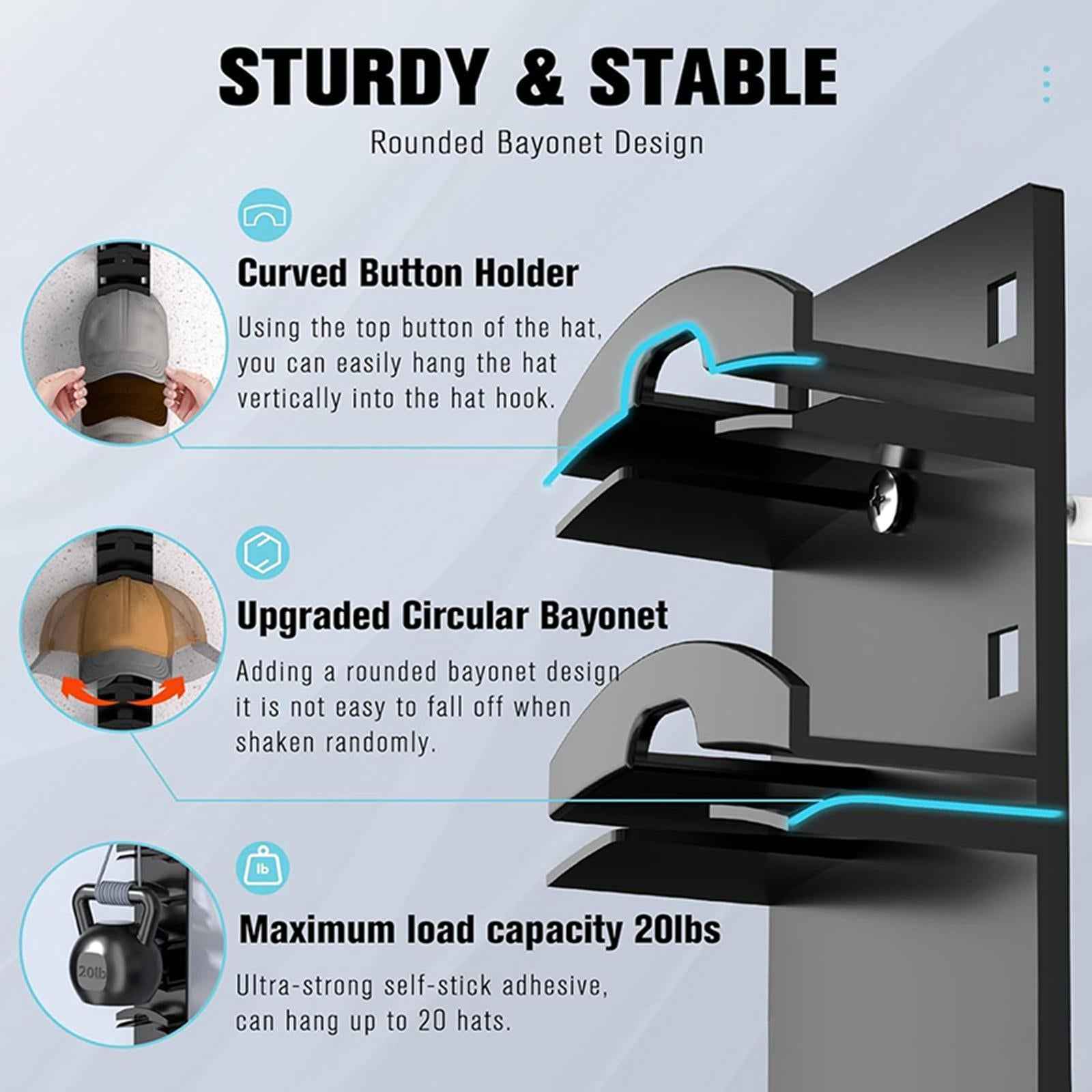 Baseball Caps Organizer Stand Cap Display Holder for Bedroom Closet Entrance Black