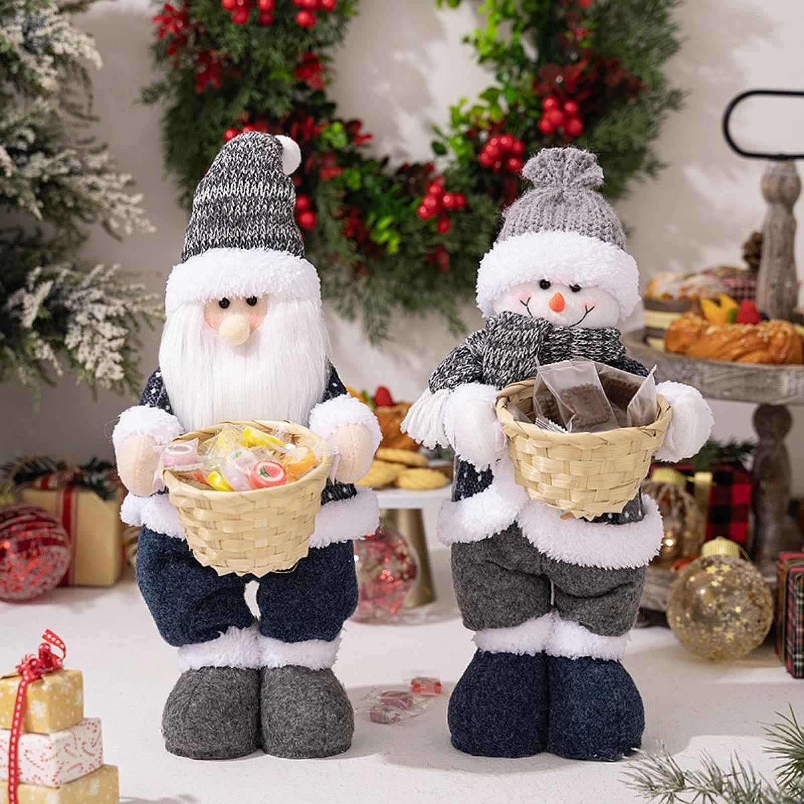 Christmas Snowman Figurine Plush Doll Xmas Gift for Office Desk Multipurpose