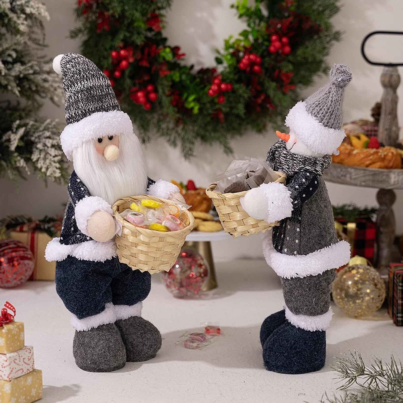 Christmas Snowman Figurine Plush Doll Xmas Gift for Office Desk Multipurpose