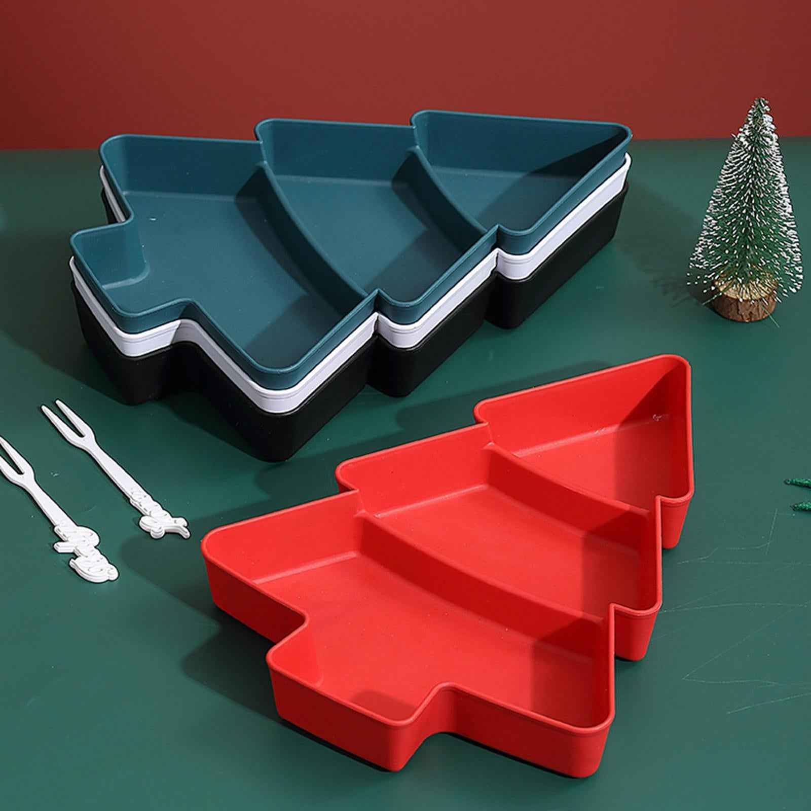 Christmas Tree Platter Nut and Candy Serving Tray for Dried Fruits Nuts Home Red