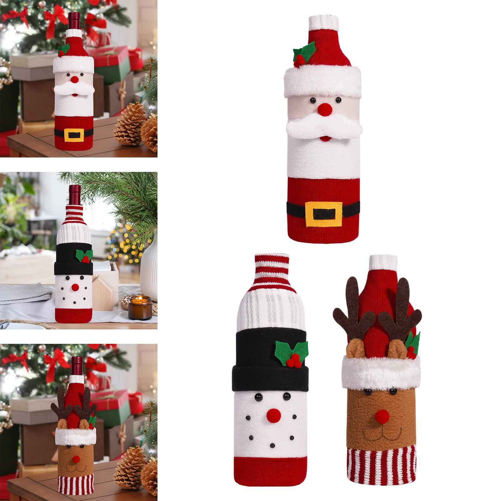Christmas Wine Bottle Cover Tableware Dining Table Decor Xmas Bottle Clothes Santa Claus