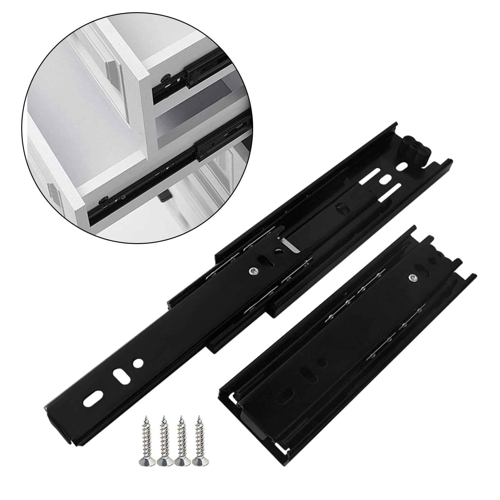 Cabinet Drawer Slides Replacement Rails Tracks for Furniture Dresser Bedroom Length 6 inch Black