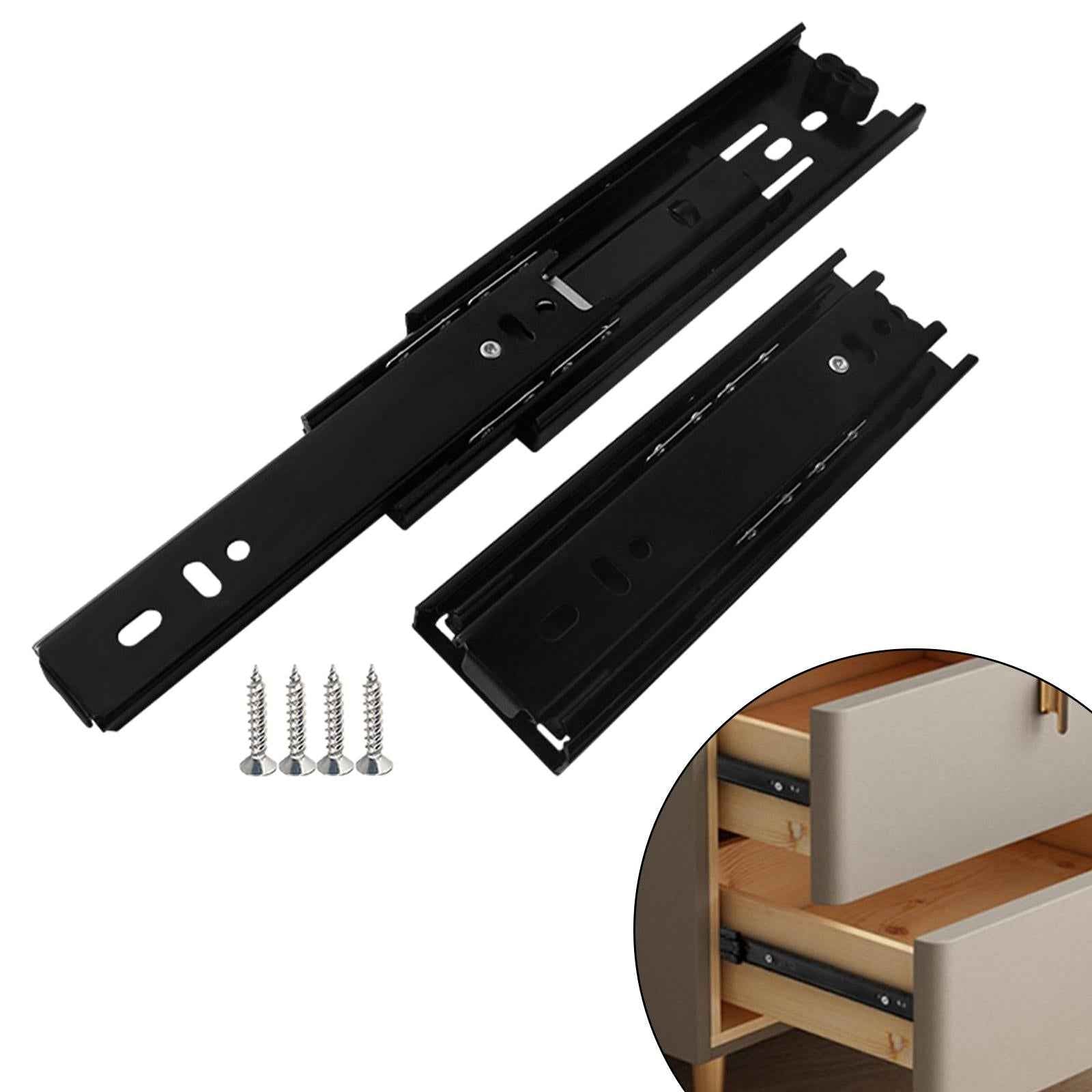 Cabinet Drawer Slides Replacement Rails Tracks for Furniture Dresser Bedroom Length 6 inch Black