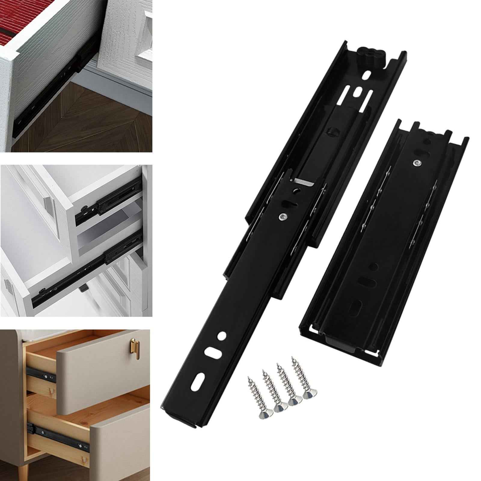 Cabinet Drawer Slides Replacement Rails Tracks for Furniture Dresser Bedroom Length 6 inch Black