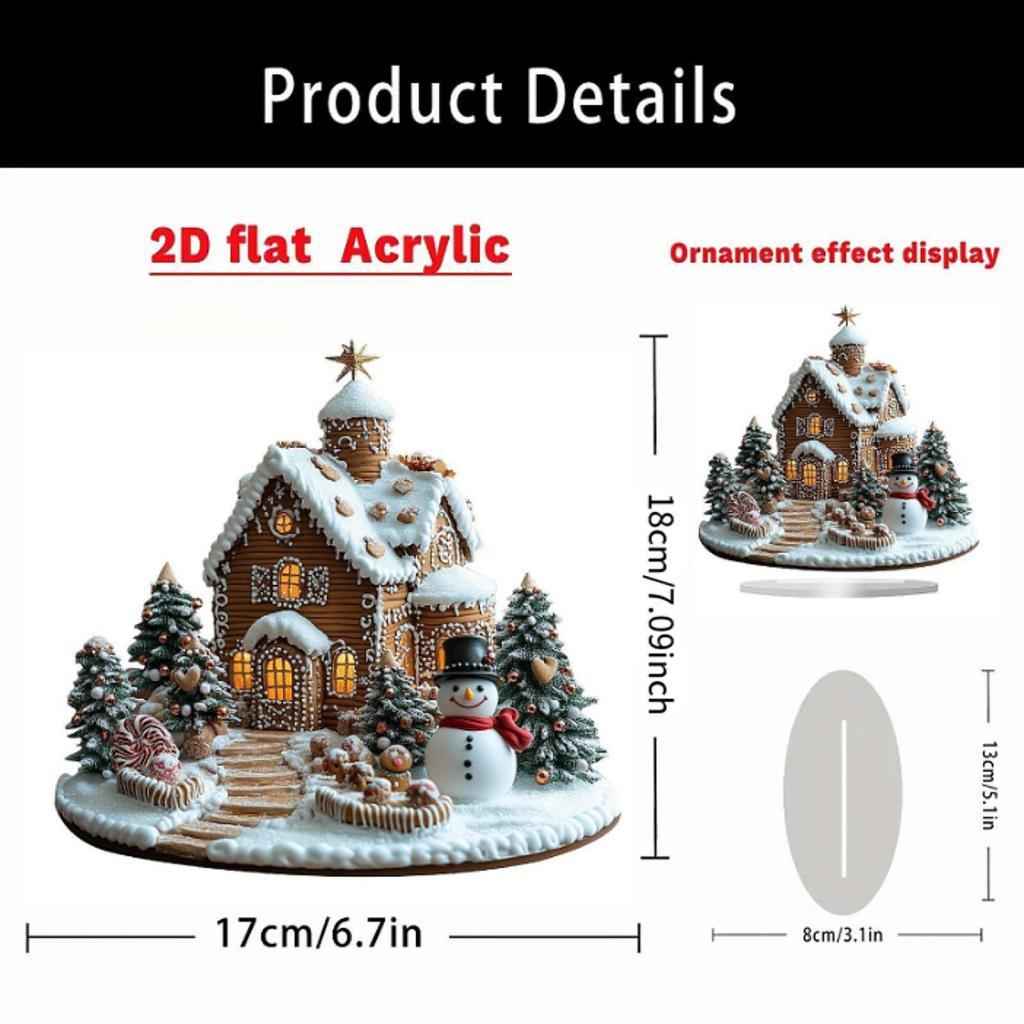 Christmas Gingerbread House Tabletop Ornament 6.7x7.8inch for Office Desktop