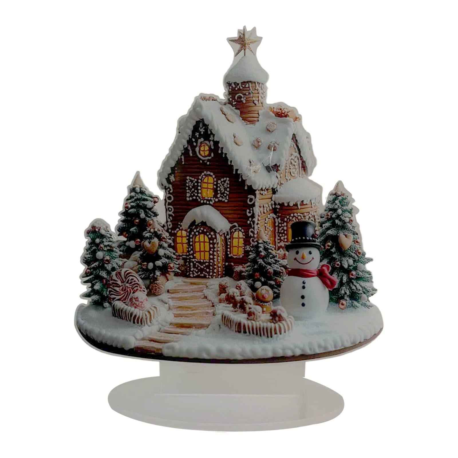 Christmas Gingerbread House Tabletop Ornament 6.7x7.8inch for Office Desktop
