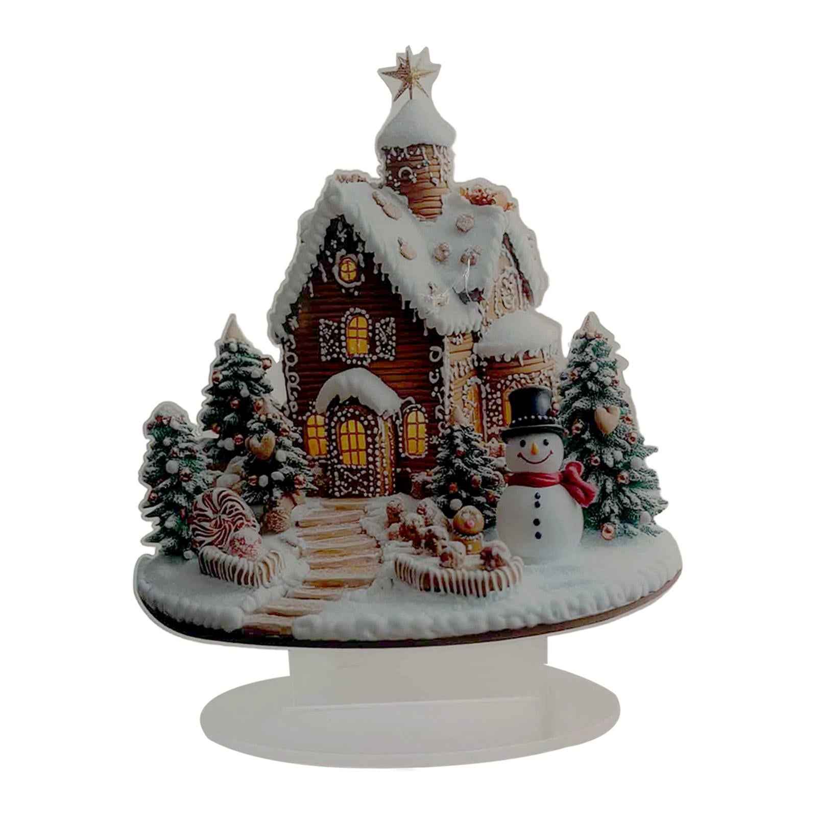 Christmas Gingerbread House Tabletop Ornament 6.7x7.8inch for Office Desktop