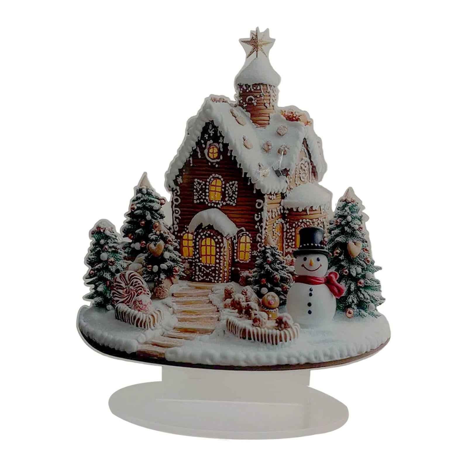 Christmas Gingerbread House Tabletop Ornament 6.7x7.8inch for Office Desktop