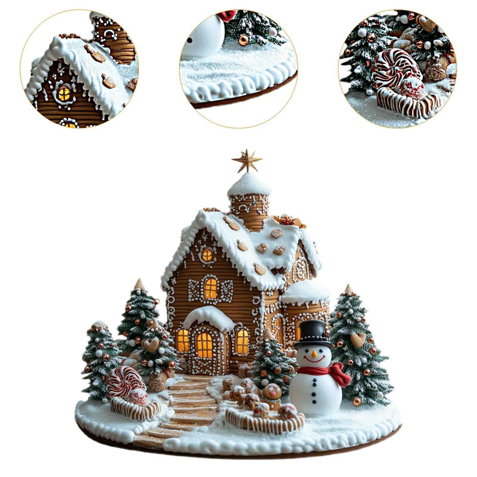 Christmas Gingerbread House Tabletop Ornament 6.7x7.8inch for Office Desktop