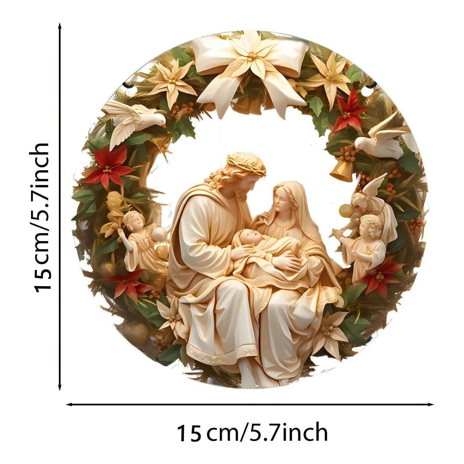 Christmas Nativity Scene Ornament Family Friends Birth of Jesus Wall Hanging