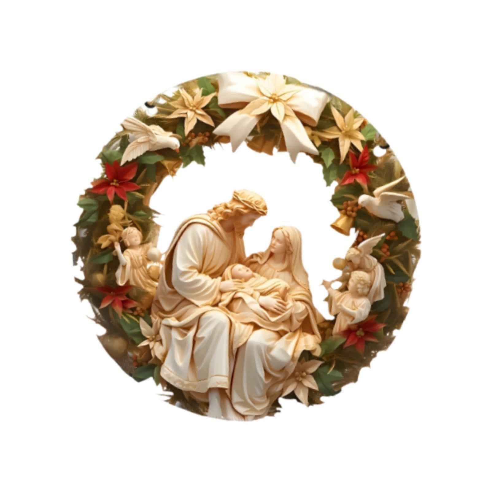 Christmas Nativity Scene Ornament Family Friends Birth of Jesus Wall Hanging