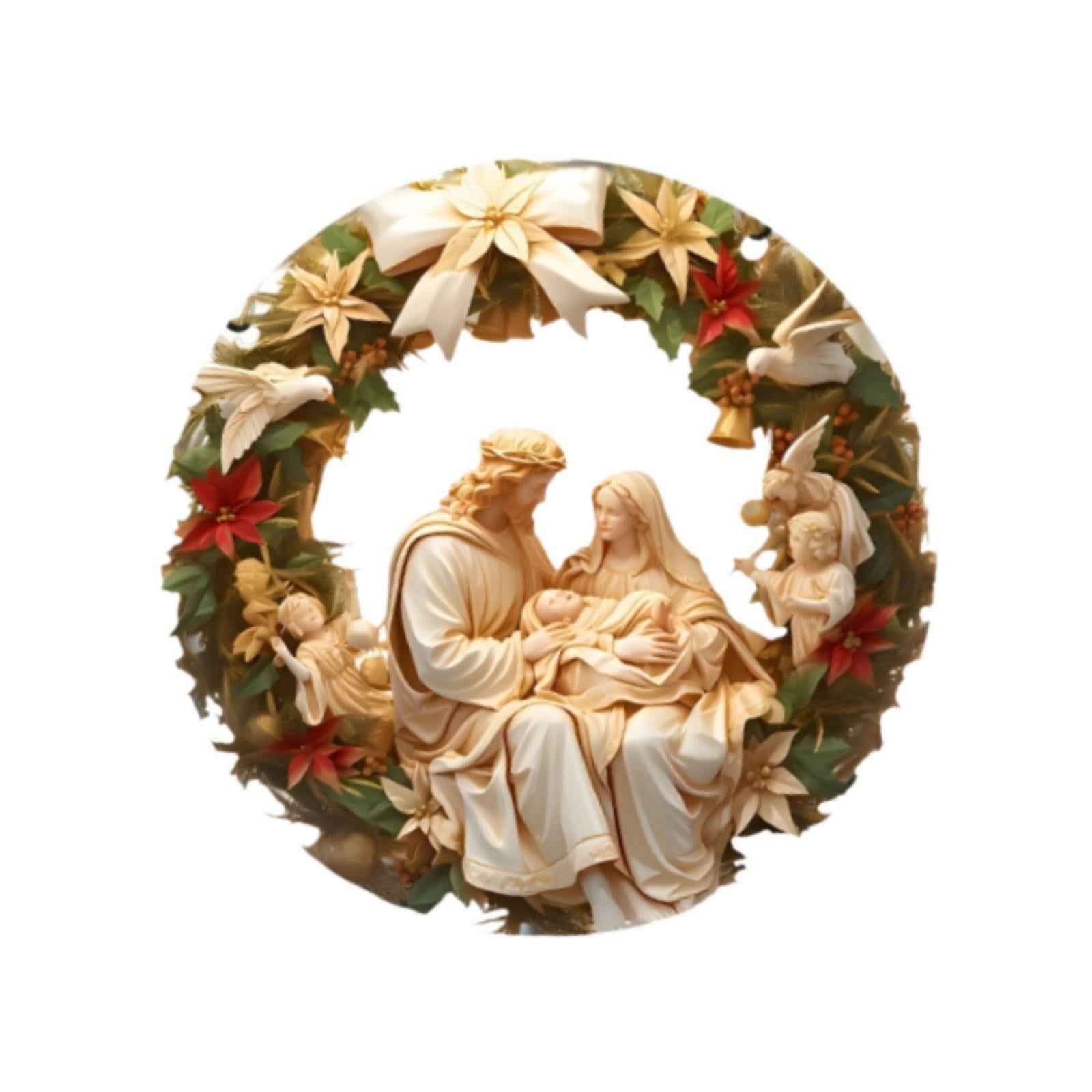 Christmas Nativity Scene Ornament Family Friends Birth of Jesus Wall Hanging