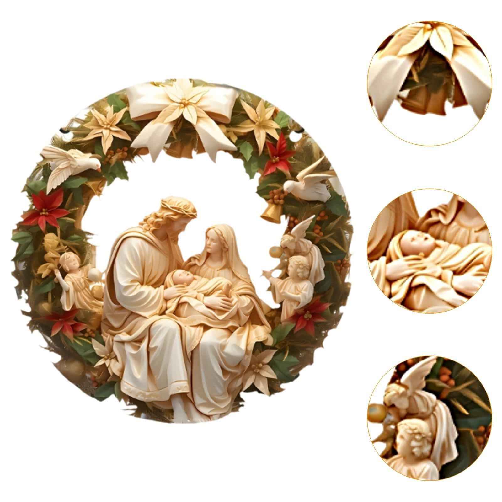 Christmas Nativity Scene Ornament Family Friends Birth of Jesus Wall Hanging