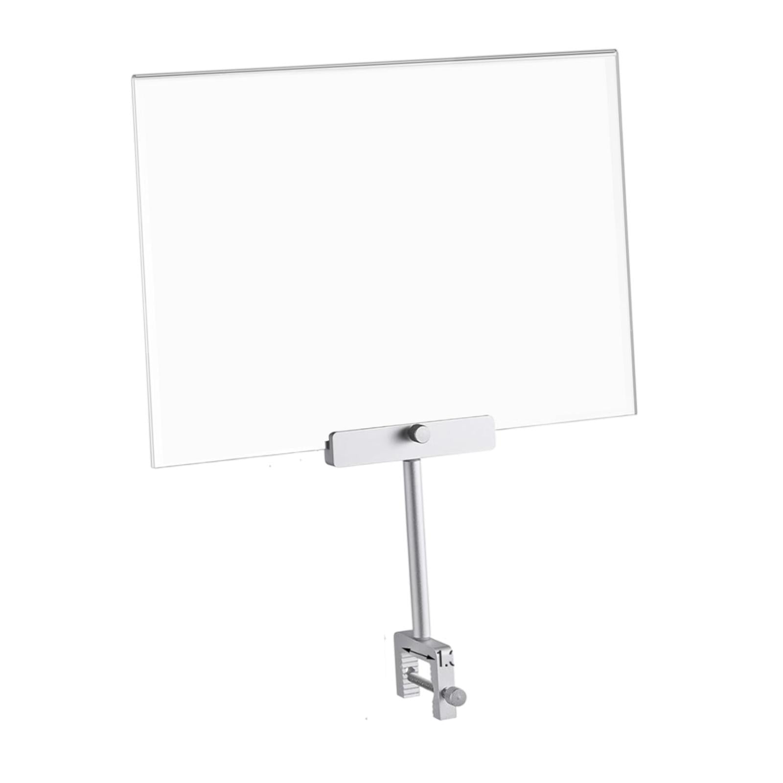 Acrylic Sign Holder with Clamp for Office Hangrails and Tubes Clothing Store Silver