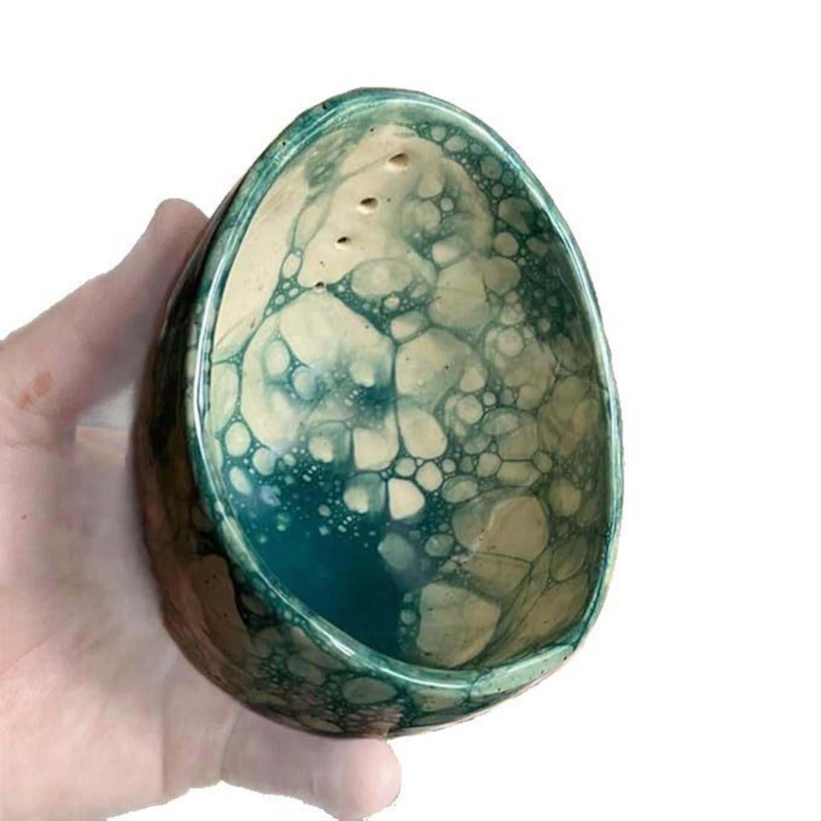 Pottery Stripper Bowl Different Round Hole Sizes Vegetable Leaf Remover Blue
