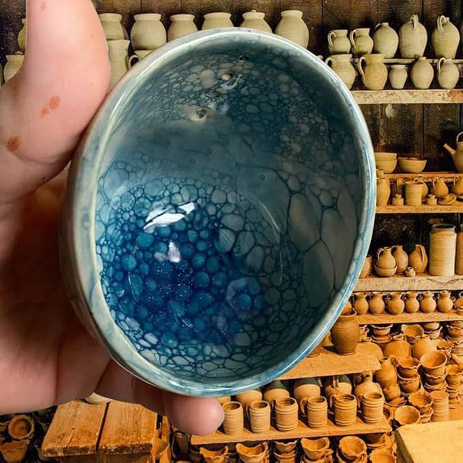 Pottery Stripper Bowl Different Round Hole Sizes Vegetable Leaf Remover Blue