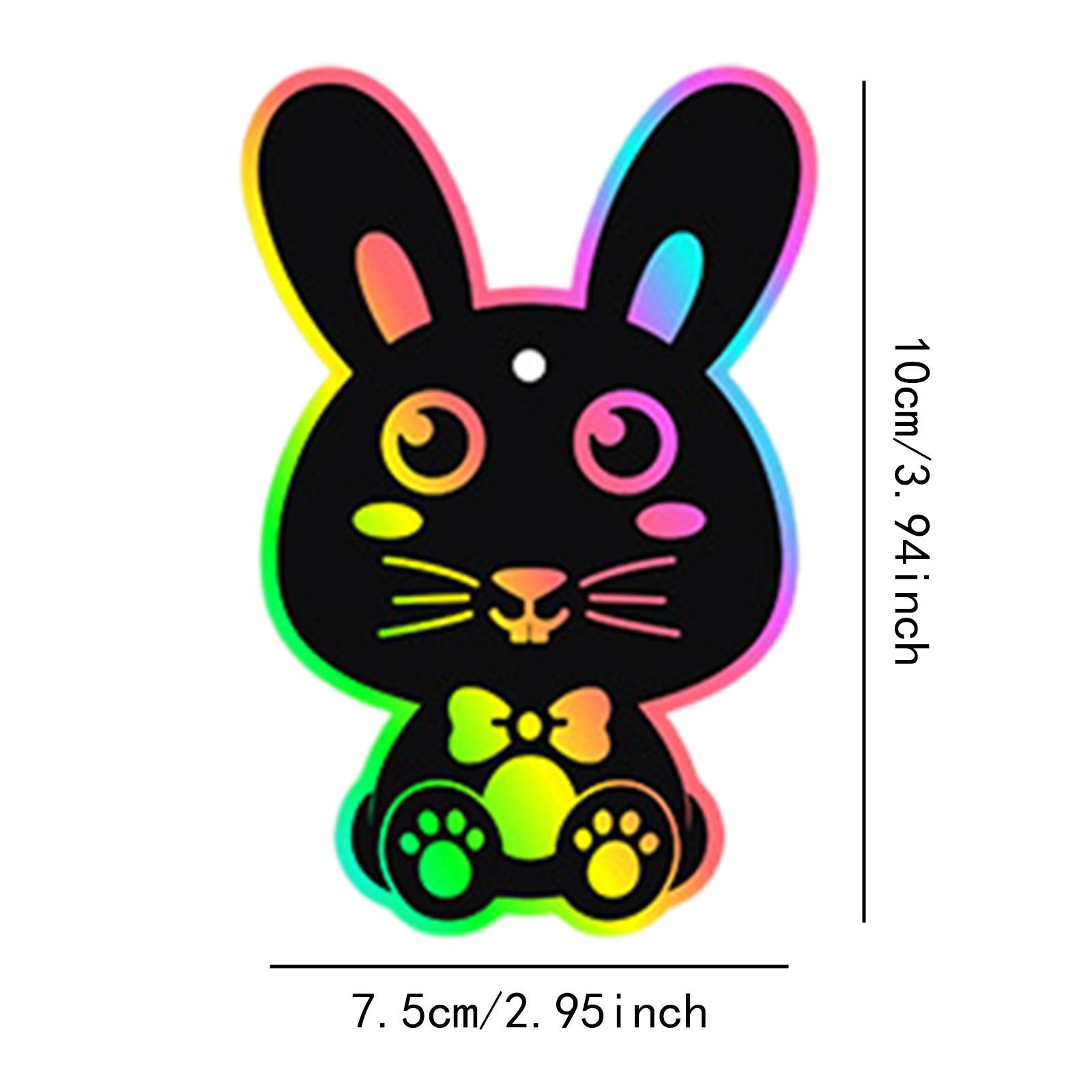 24Pcs Easter Scratch Paper Set Hanging Drawing Toys Gifts Decor Party Favors