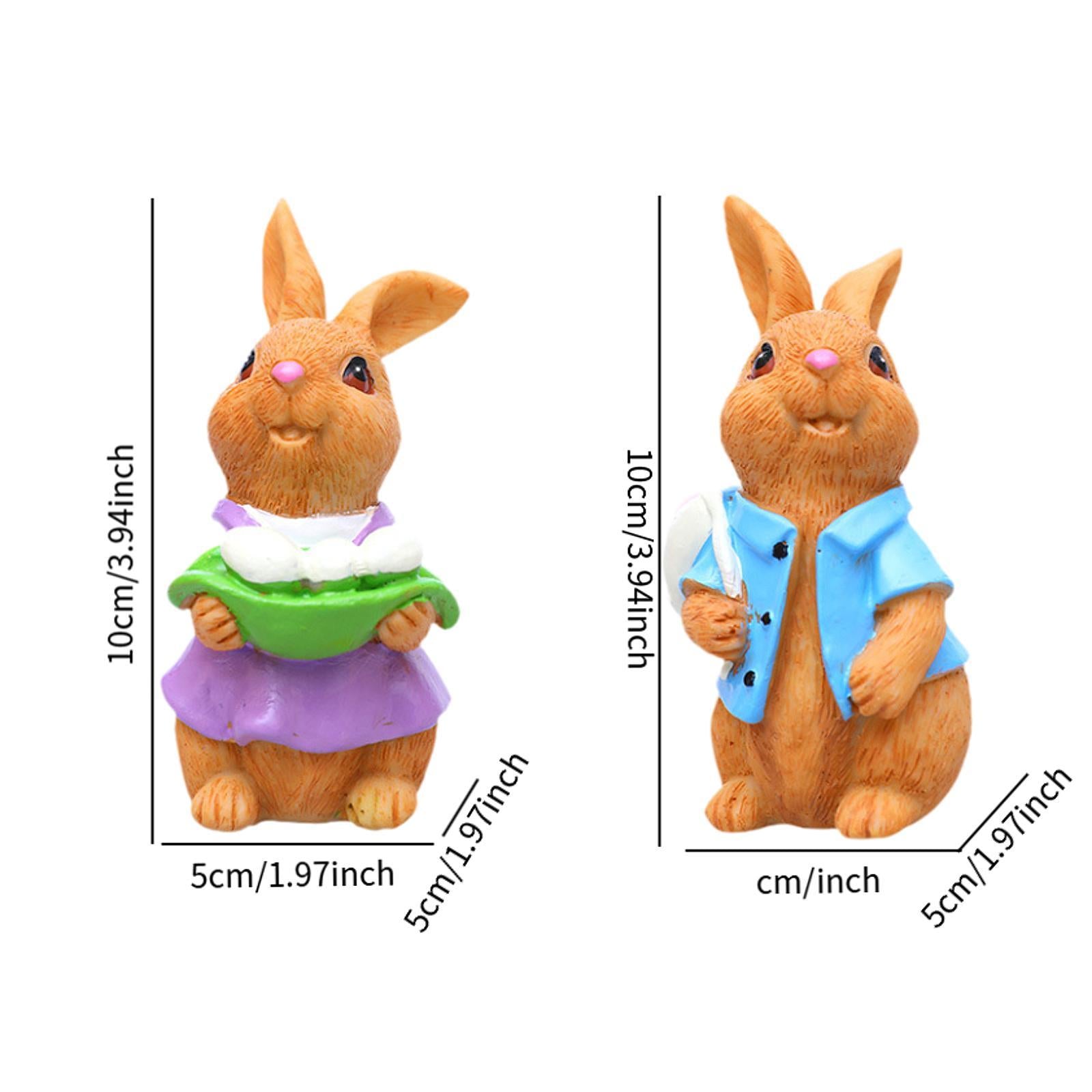 2Pcs Resin Easter Bunny Couple Figurine for Window Sill Decor Cute Versatile