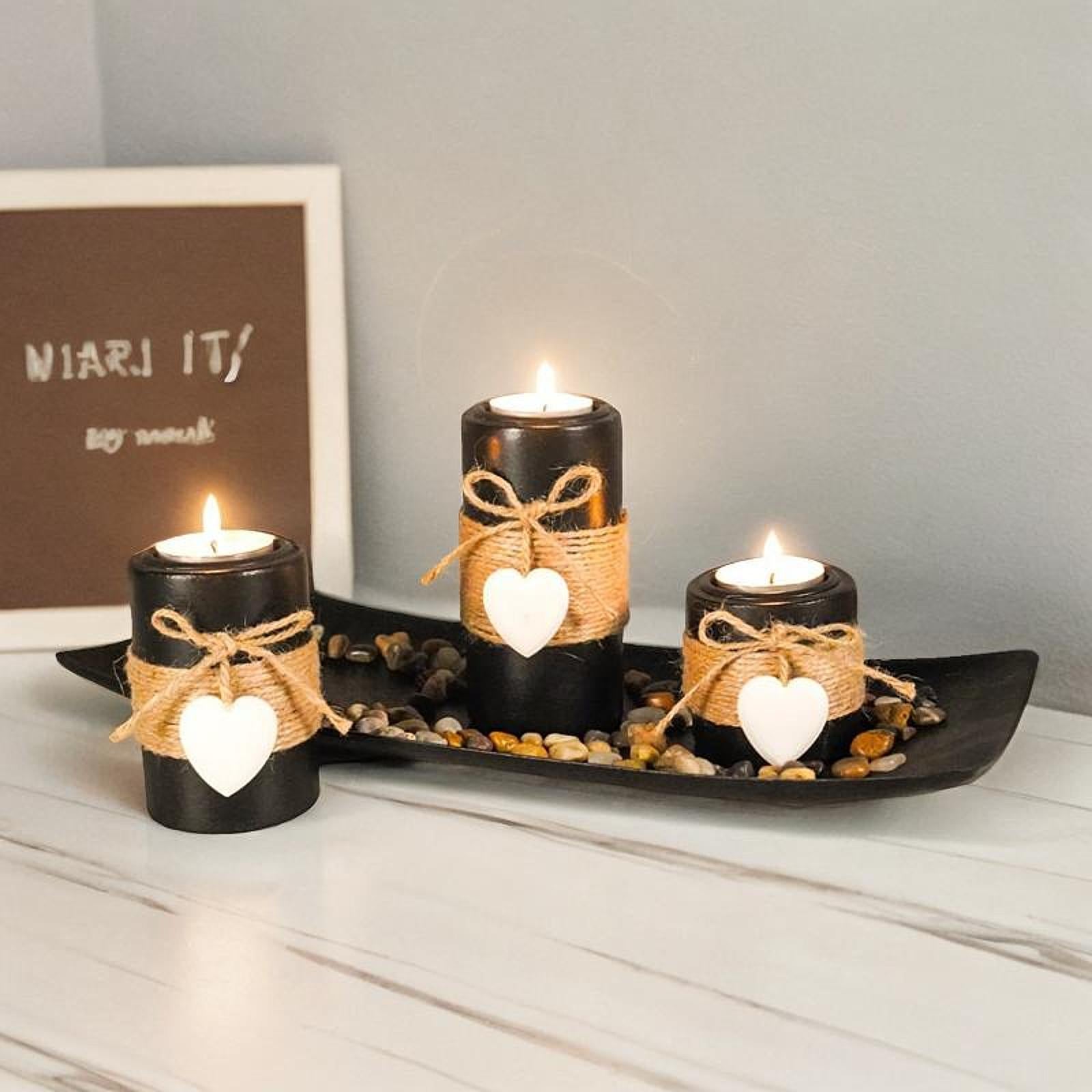 Wooden Tray Candle Holder Small Tea Stand for Tabletop Walkway Farmhouse