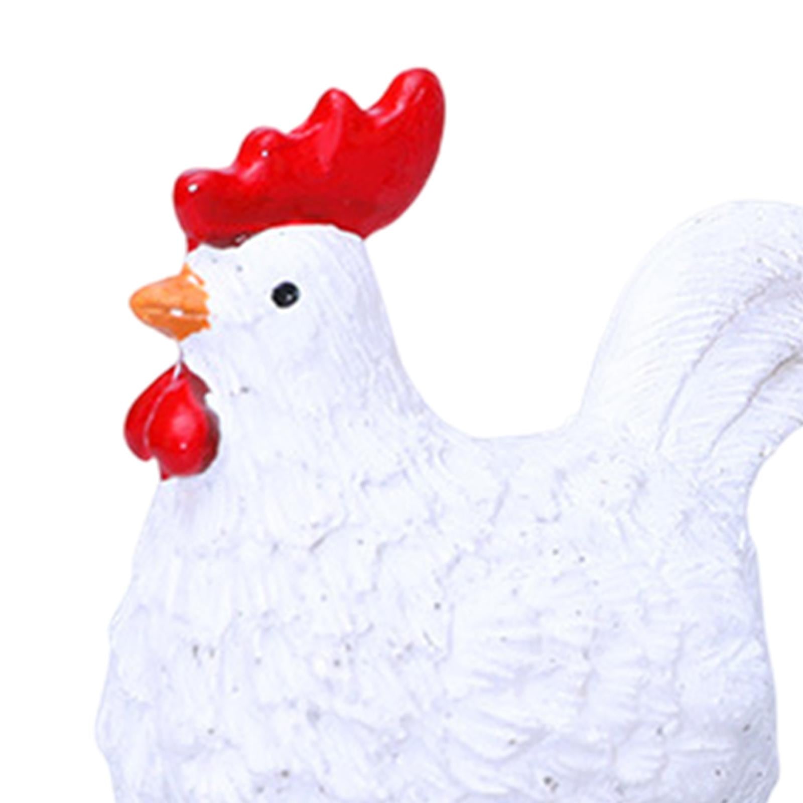 2 Pieces Chicken Miniature Figurines Flowerpot Decor for Yard Porch Backyard White