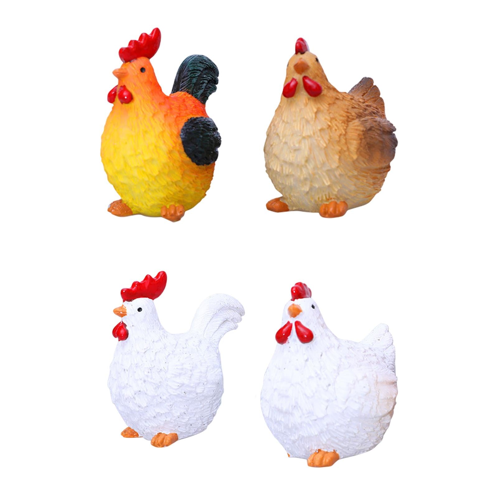 2 Pieces Chicken Miniature Figurines Flowerpot Decor for Yard Porch Backyard White