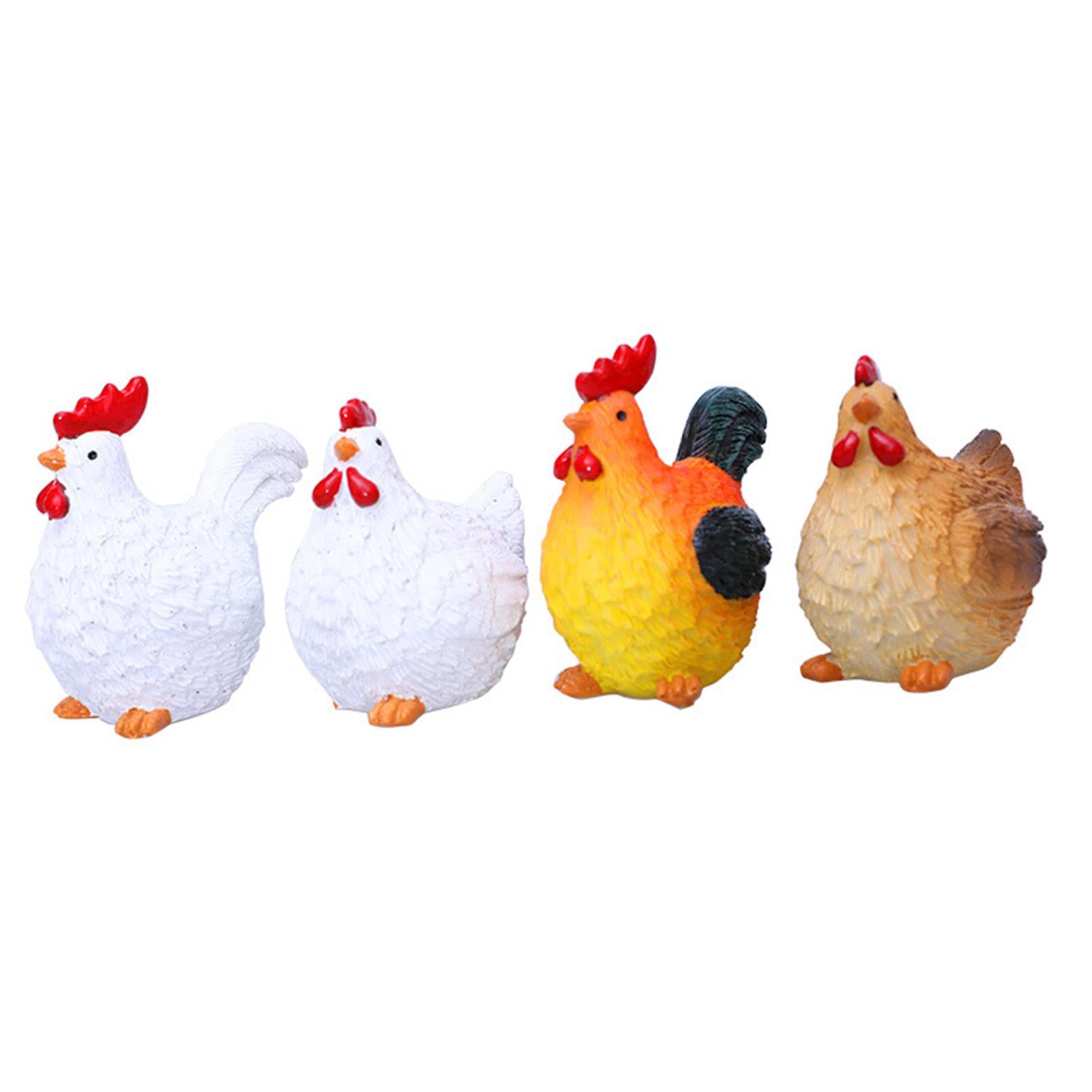 2 Pieces Chicken Miniature Figurines Flowerpot Decor for Yard Porch Backyard White
