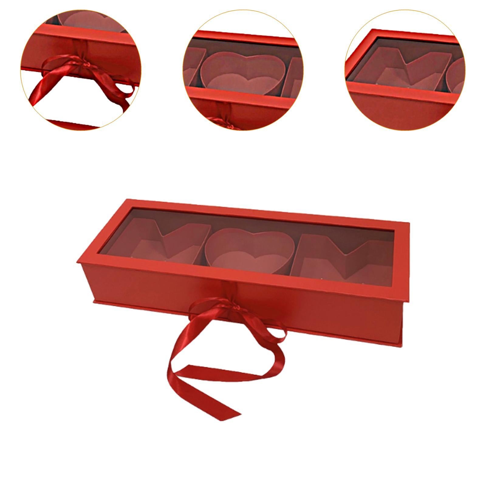 Mom Gift Flower Fillable Box Lightweight for Floral Arrangement 22x7.8x4inch Red