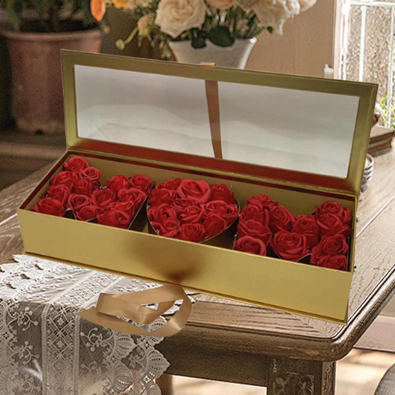 Mom Gift Flower Fillable Box Lightweight for Floral Arrangement 22x7.8x4inch Golden