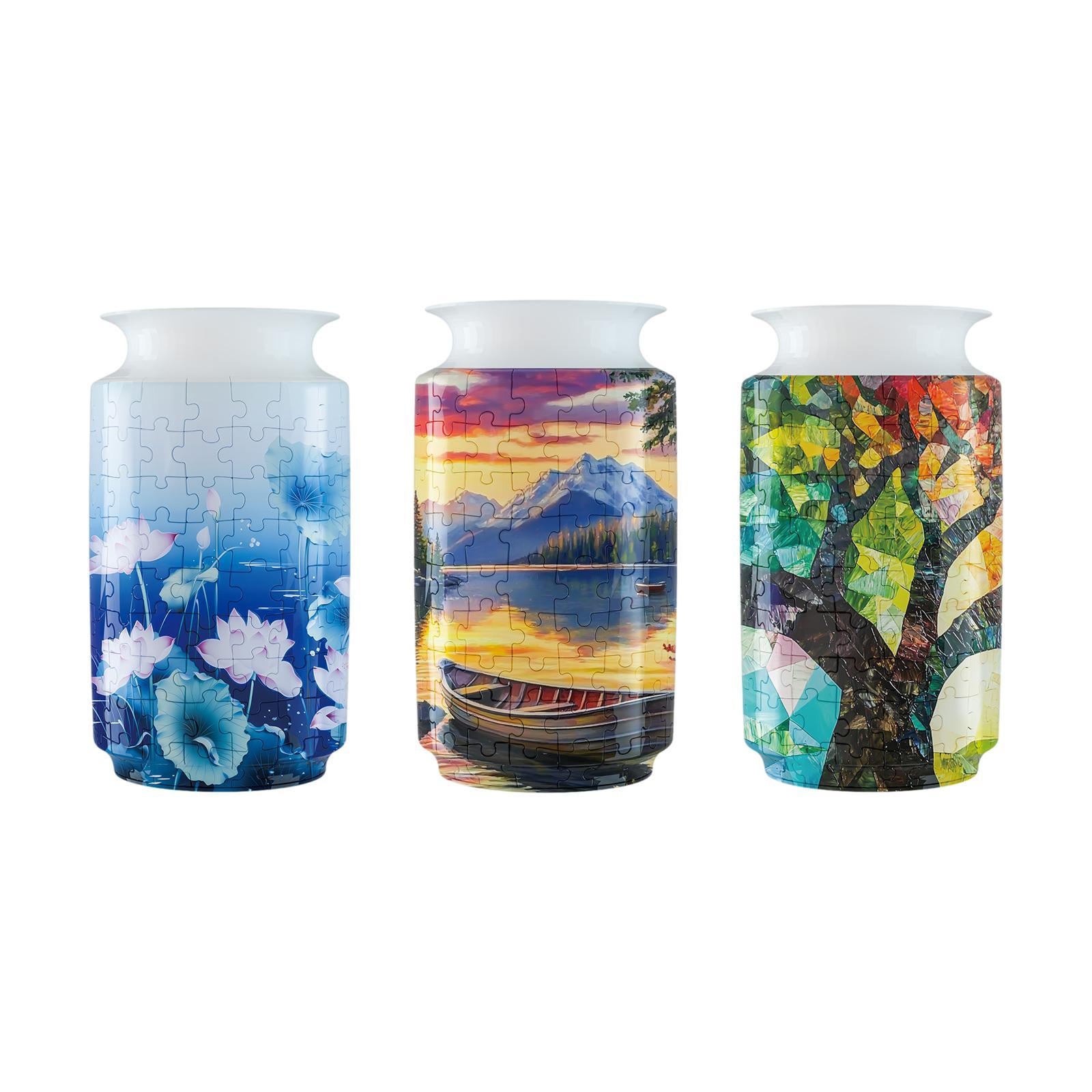 3D Puzzle Flower Vase Desktop Centerpiece Simple Party Decorative Flower Pot Lotus Pattern