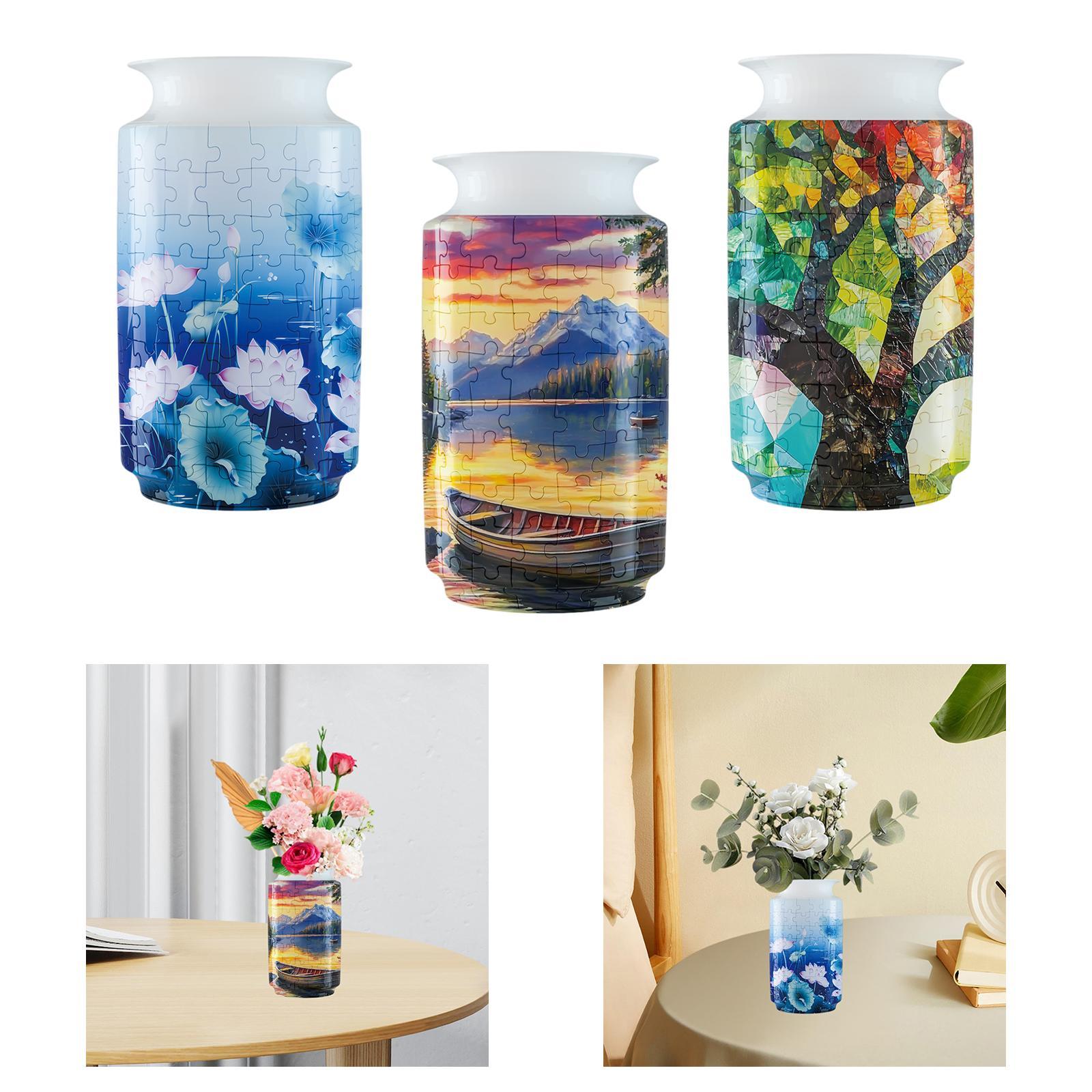 3D Puzzle Flower Vase Desktop Centerpiece Simple Party Decorative Flower Pot Lotus Pattern