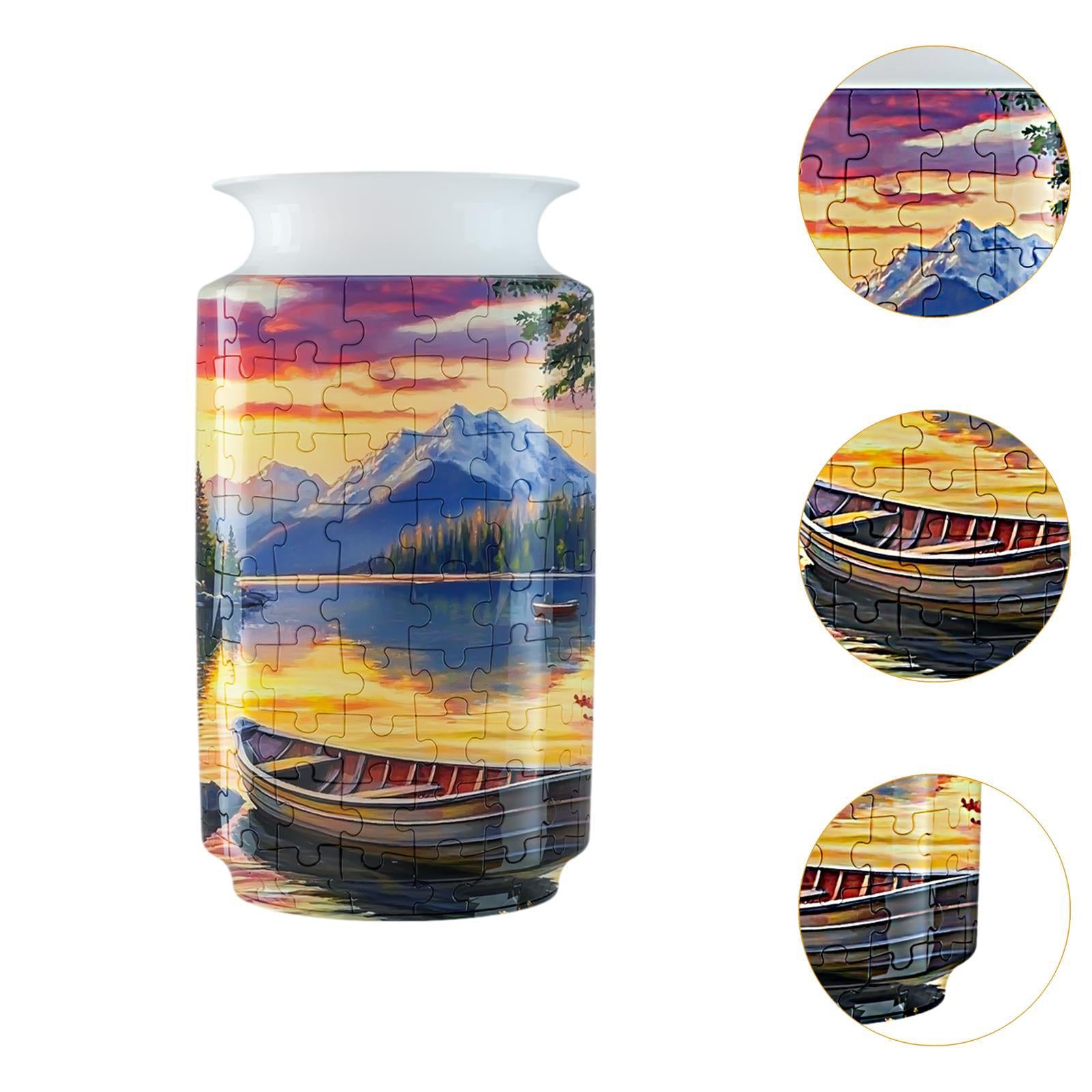 3D Puzzle Flower Vase Desktop Centerpiece Simple Party Decorative Flower Pot Boat Pattern