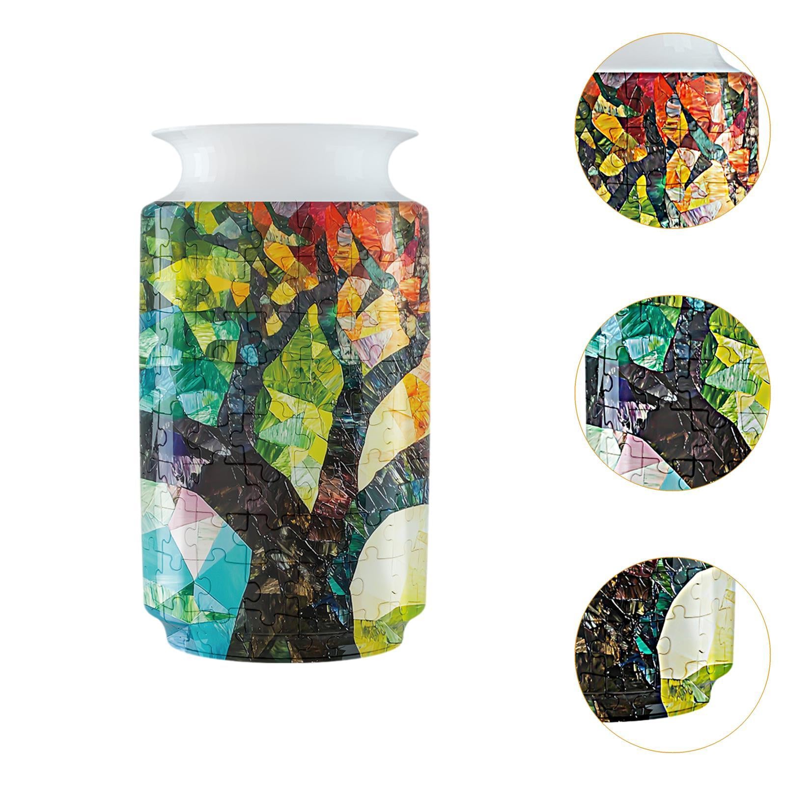 3D Puzzle Flower Vase Desktop Centerpiece Simple Party Decorative Flower Pot Tree Pattern