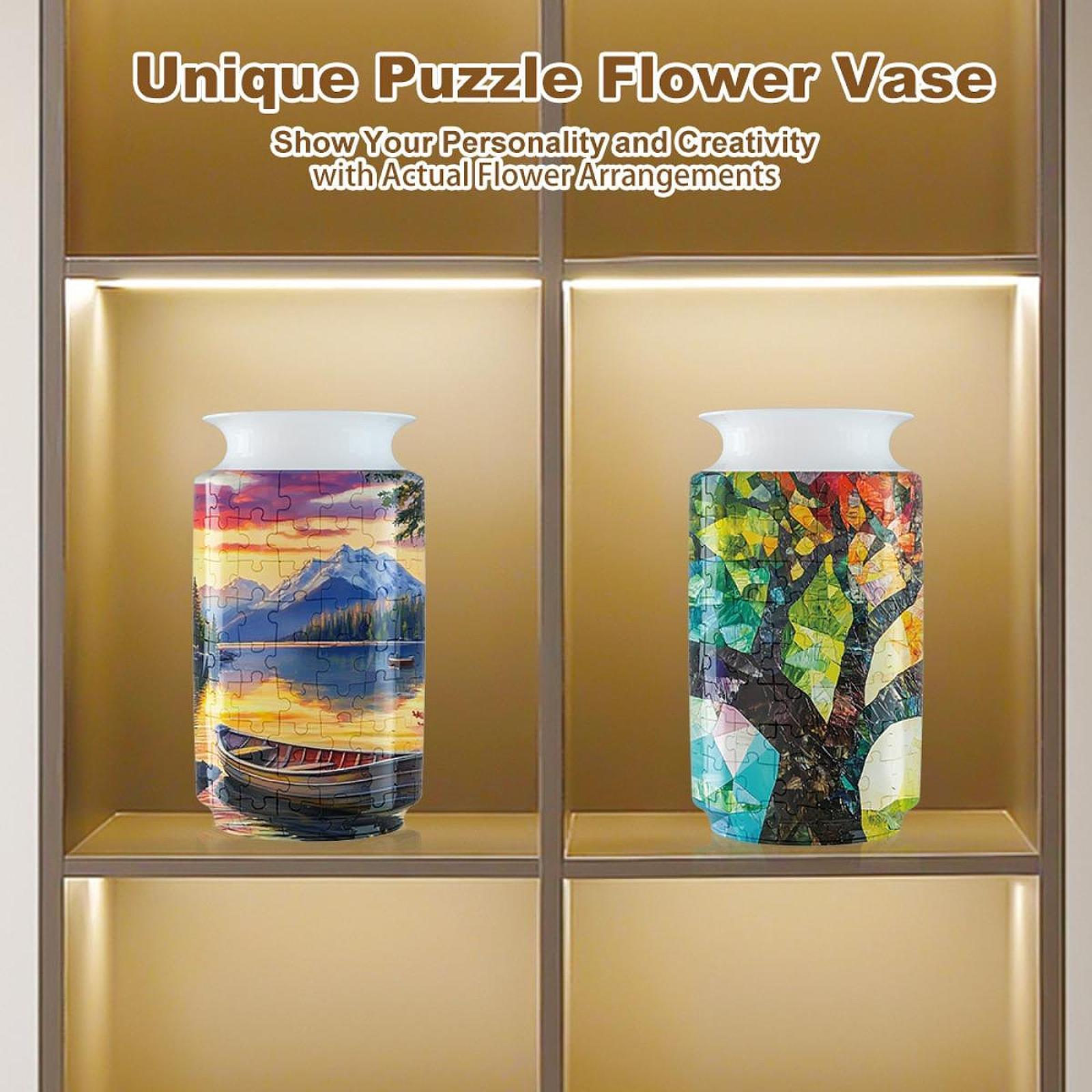 3D Puzzle Flower Vase Desktop Centerpiece Simple Party Decorative Flower Pot Tree Pattern
