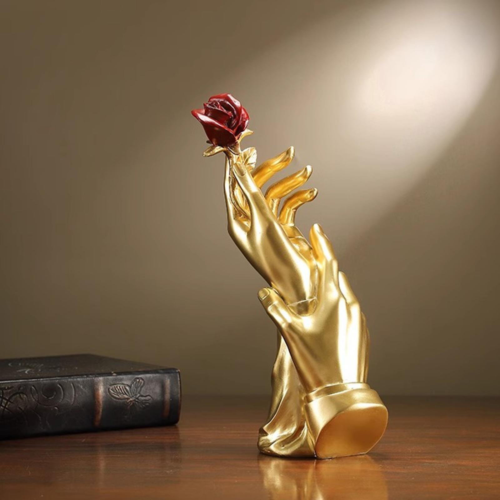 Hand Rose Statue Gift Centerpiece Aesthetic Sculpture for Home Shelf Bedroom