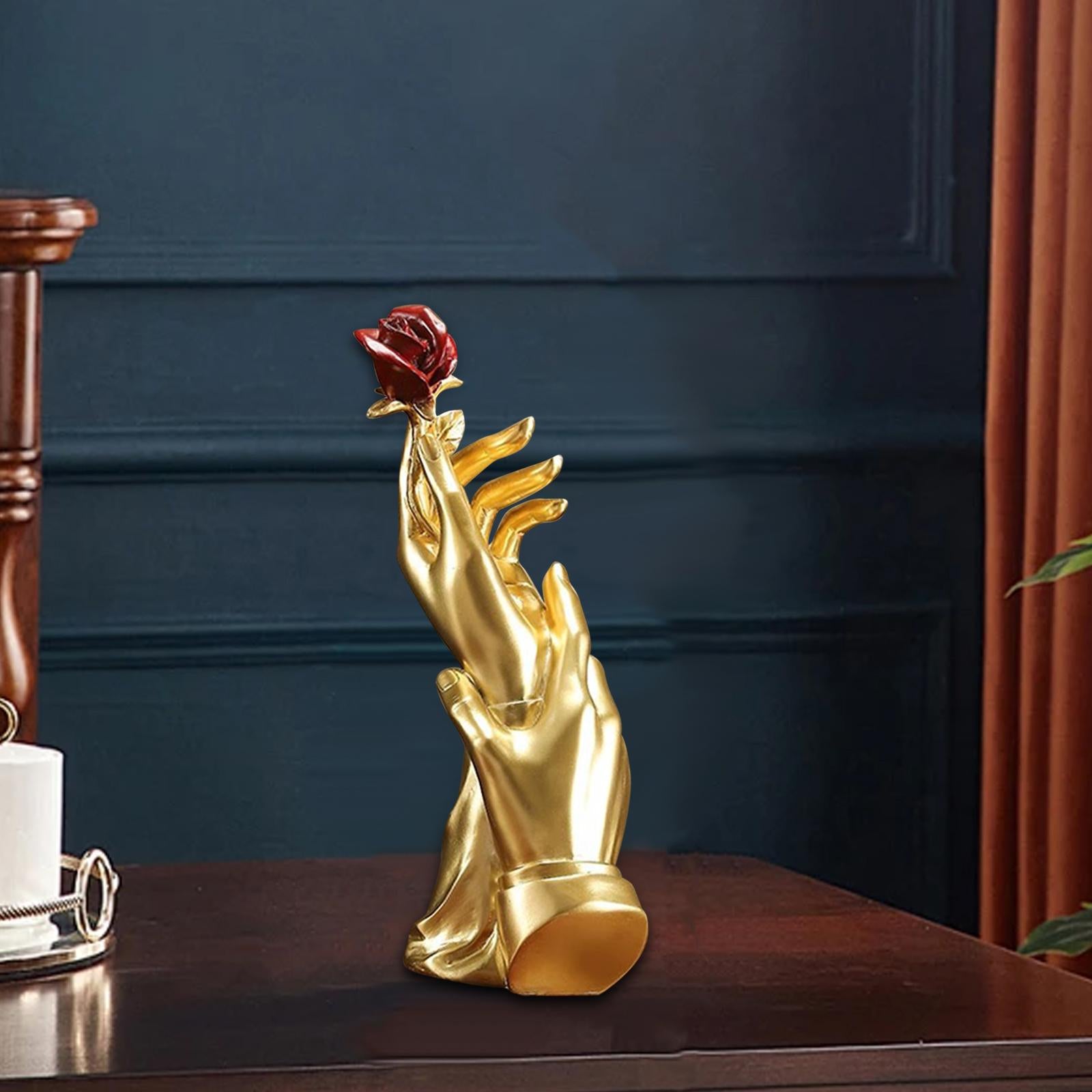 Hand Rose Statue Gift Centerpiece Aesthetic Sculpture for Home Shelf Bedroom