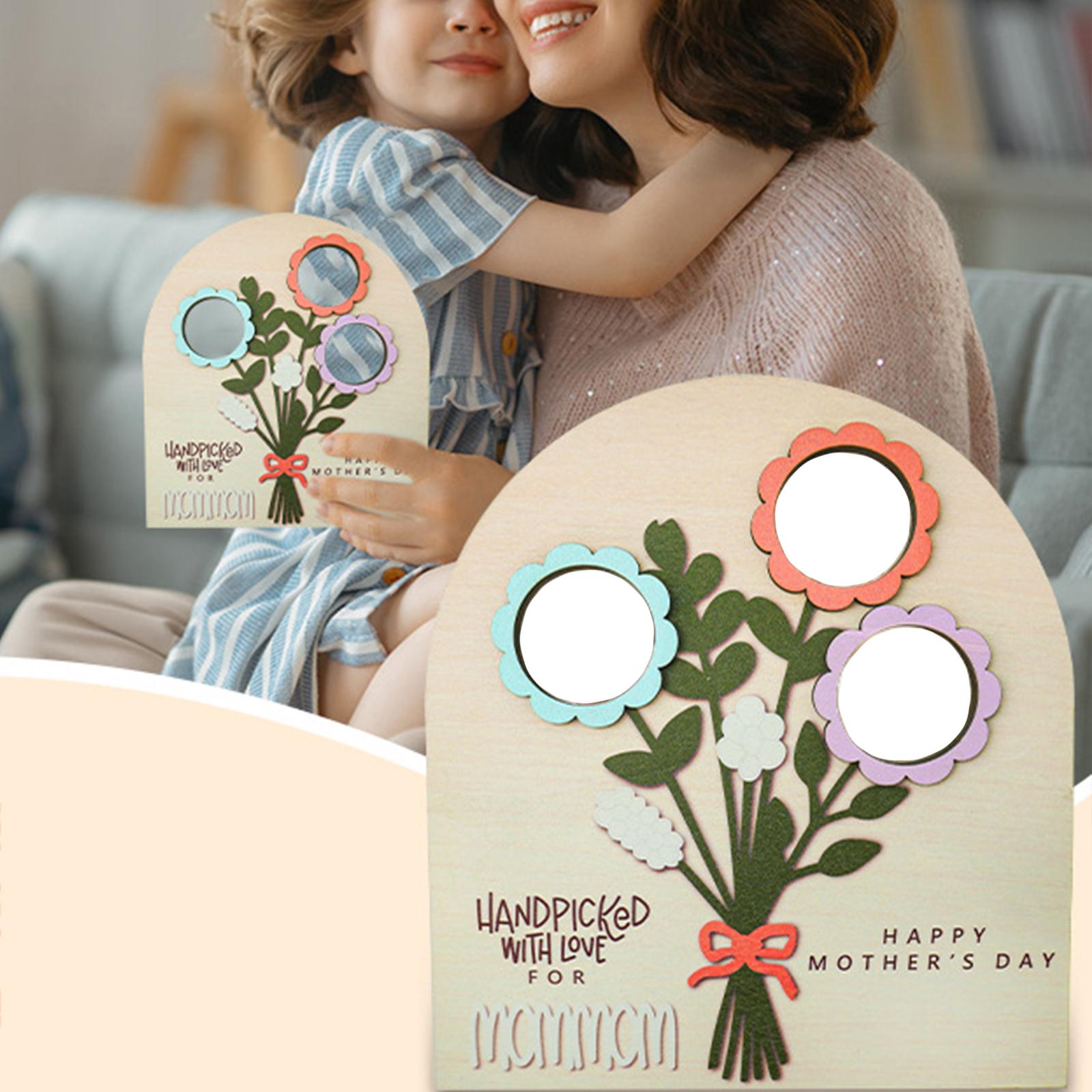 Mothers Day Bouquet Sign Novelty Wooden Ornament for Indoor Office Bookshelf