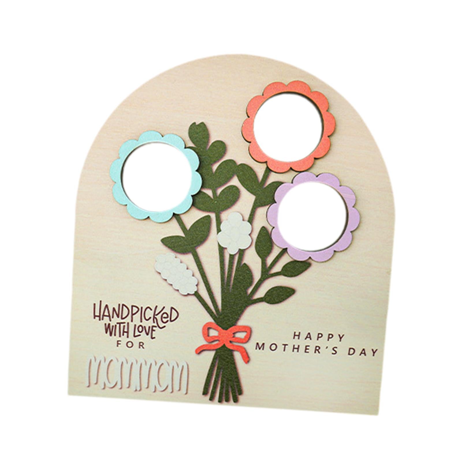 Mothers Day Bouquet Sign Novelty Wooden Ornament for Indoor Office Bookshelf