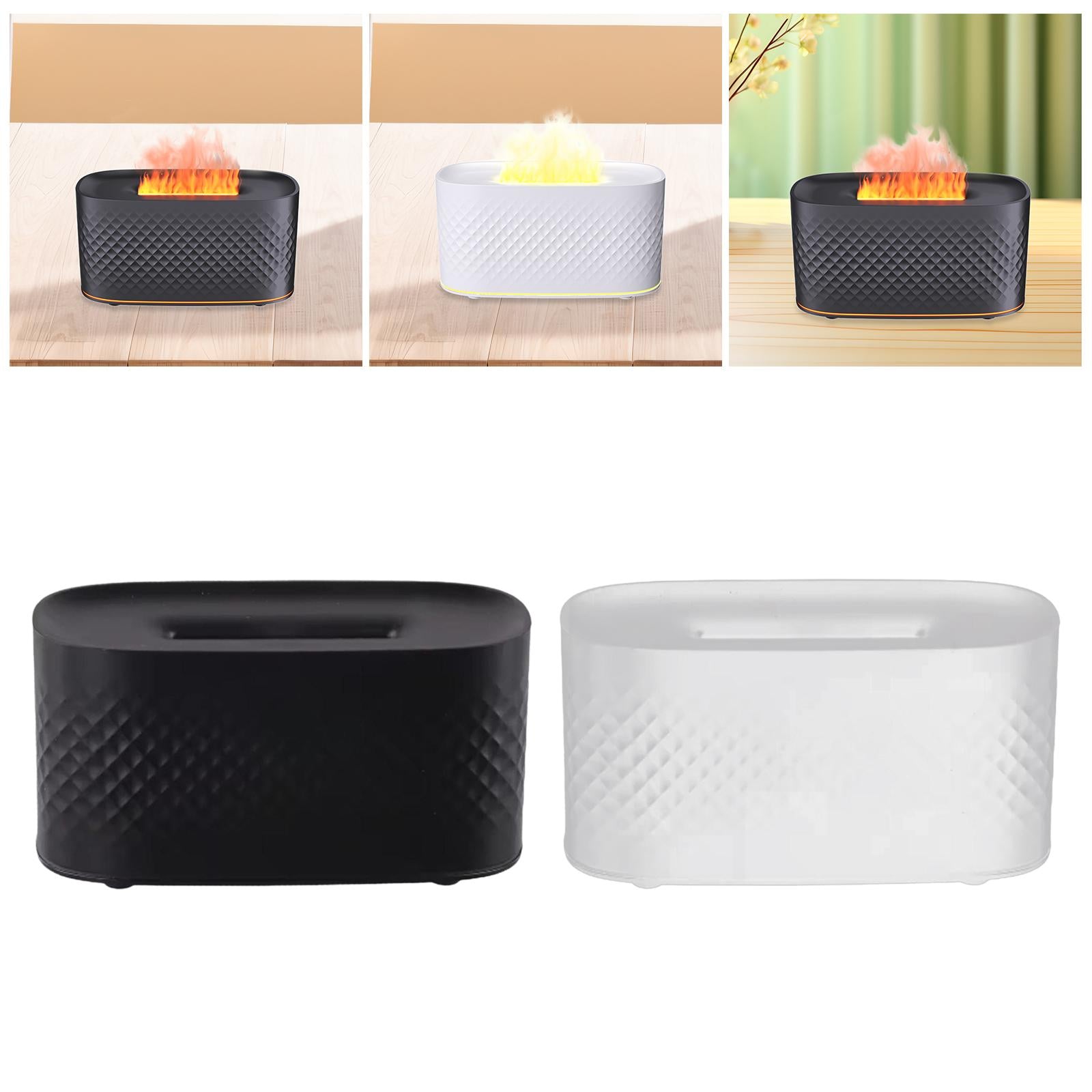 Essential Oil Diffuser 2 Mode Spray Desk Fireplace Yoga Flame Air Humidifier Black