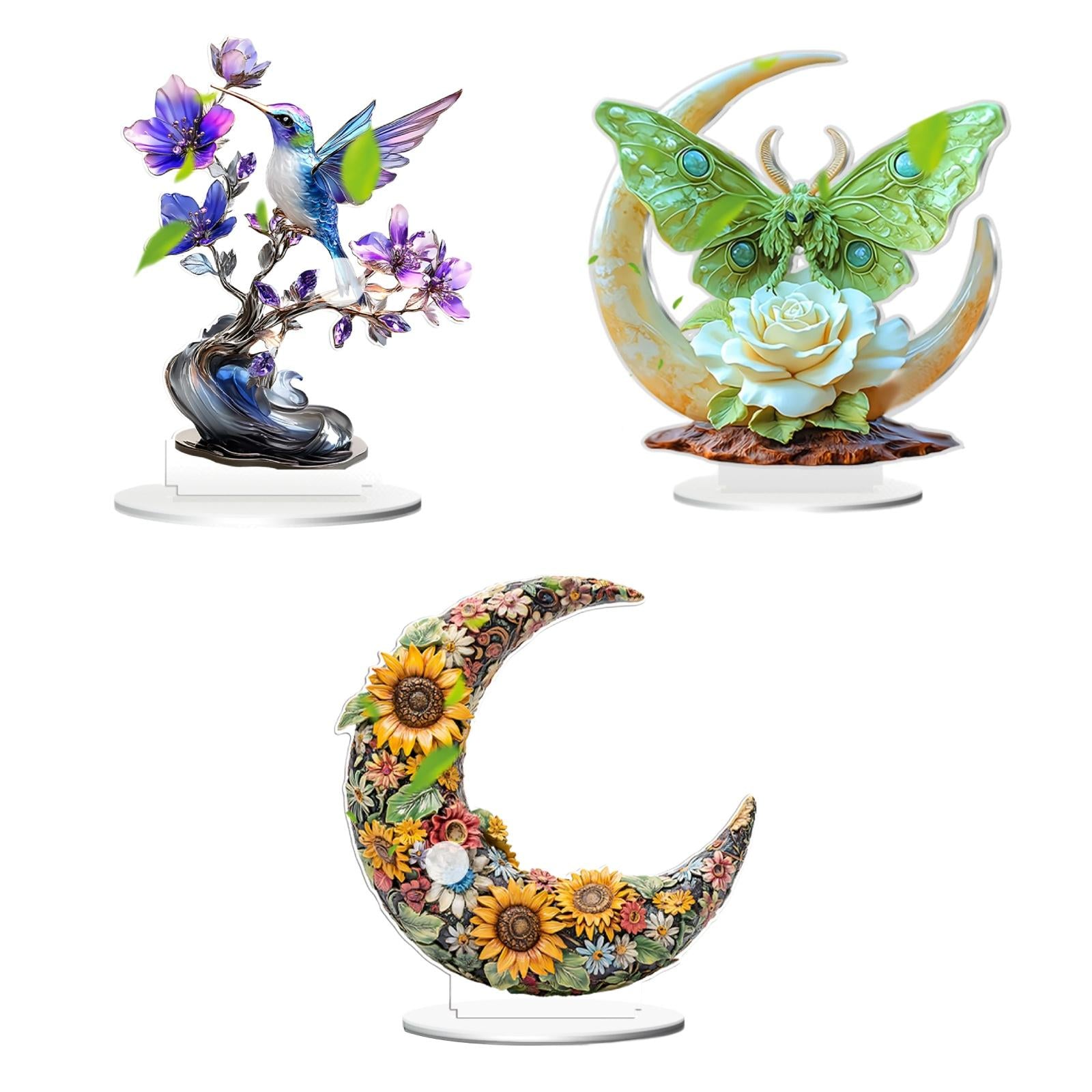 2D Multi Coloured Plaque Table Sign Versatile with Bracket Tabletop Ornament Bird Pattern