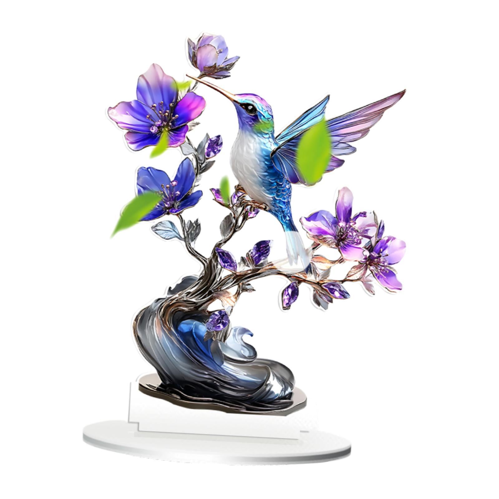 2D Multi Coloured Plaque Table Sign Versatile with Bracket Tabletop Ornament Bird Pattern