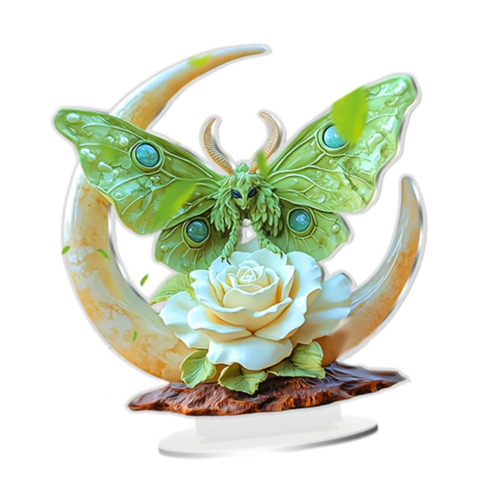 2D Multi Coloured Plaque Table Sign Versatile with Bracket Tabletop Ornament White flower Pattern