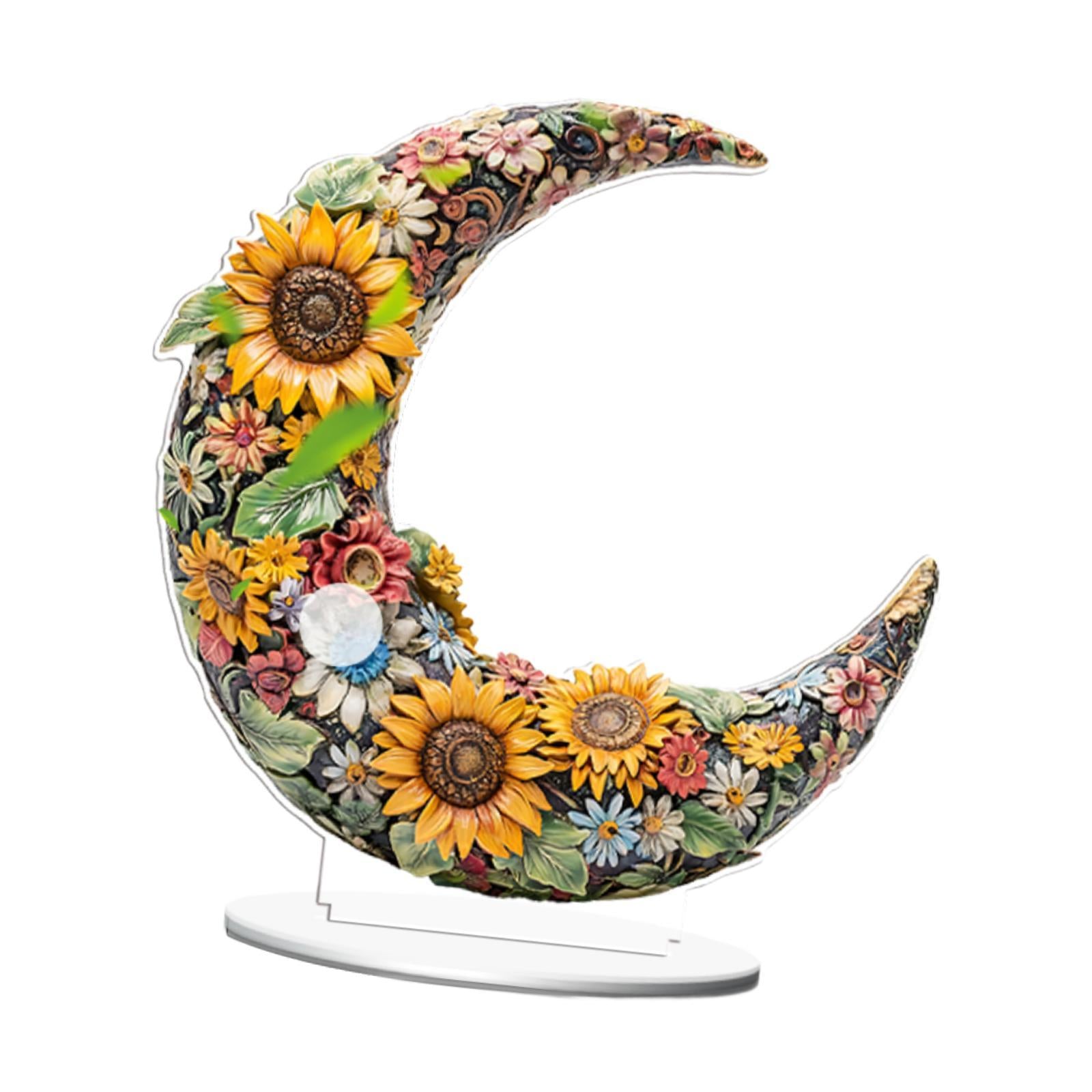 2D Multi Coloured Plaque Table Sign Versatile with Bracket Tabletop Ornament Sunflower Pattern