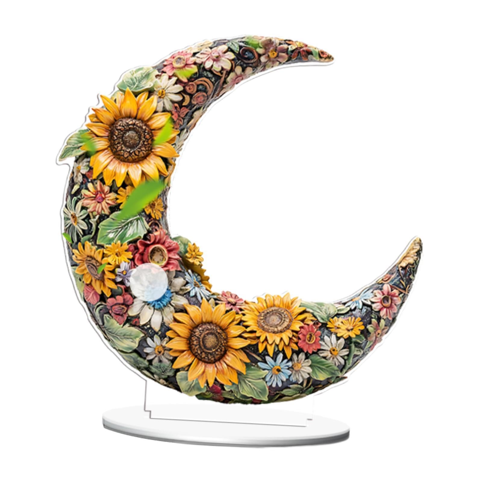 2D Multi Coloured Plaque Table Sign Versatile with Bracket Tabletop Ornament Sunflower Pattern