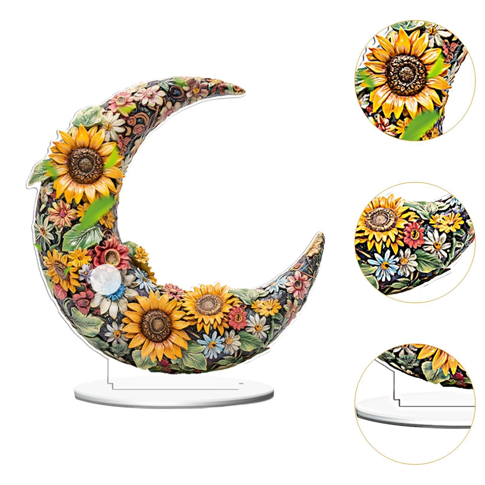 2D Multi Coloured Plaque Table Sign Versatile with Bracket Tabletop Ornament Sunflower Pattern