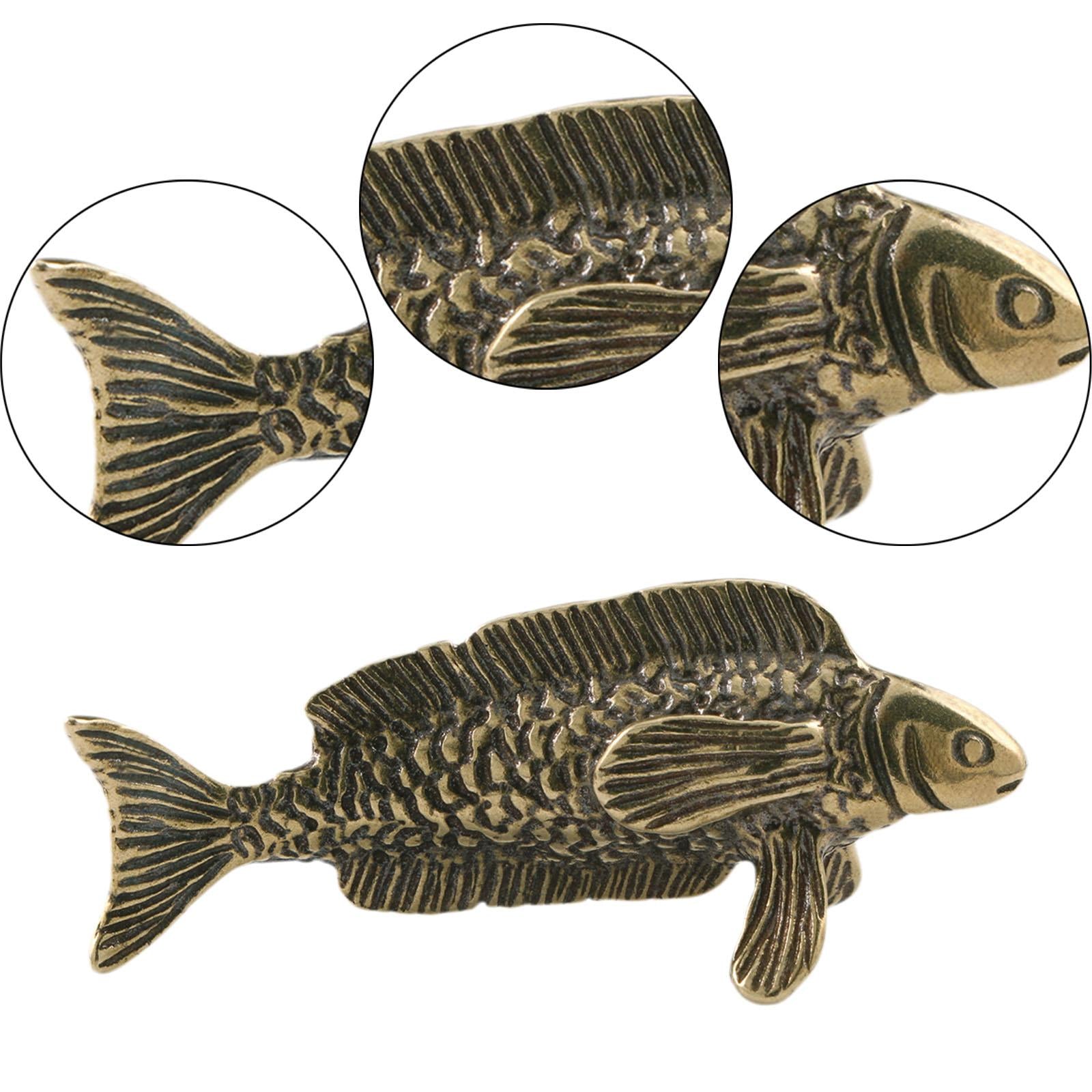Brass Fish Sculpture Portable Tea Pet Ornament for Study Fireplace Tea House