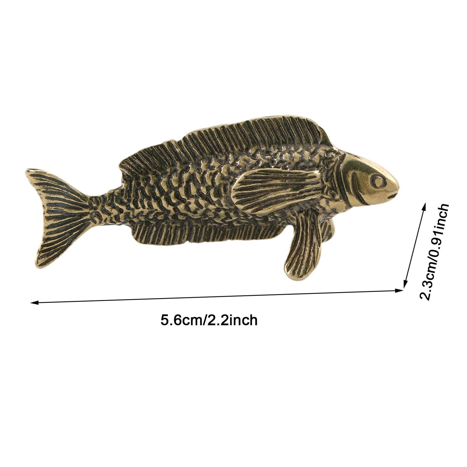Brass Fish Sculpture Portable Tea Pet Ornament for Study Fireplace Tea House