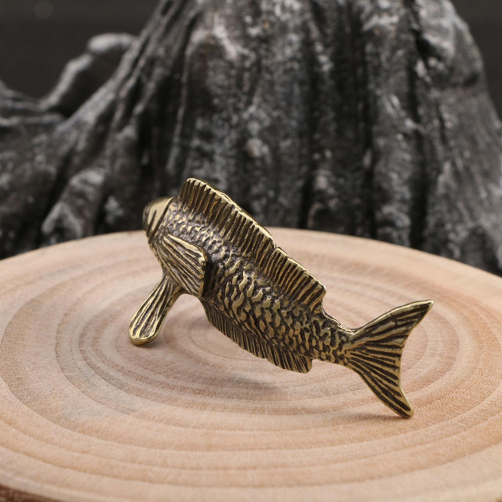 Brass Fish Sculpture Portable Tea Pet Ornament for Study Fireplace Tea House