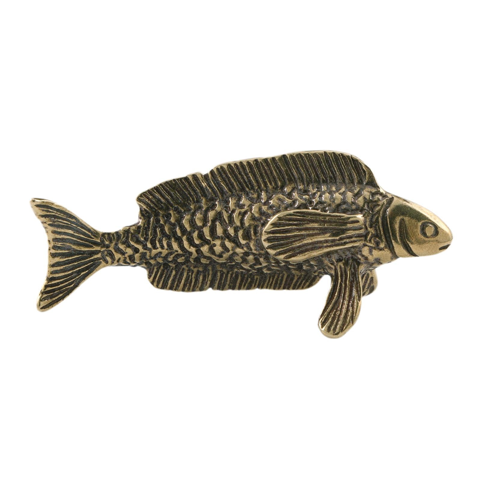 Brass Fish Sculpture Portable Tea Pet Ornament for Study Fireplace Tea House